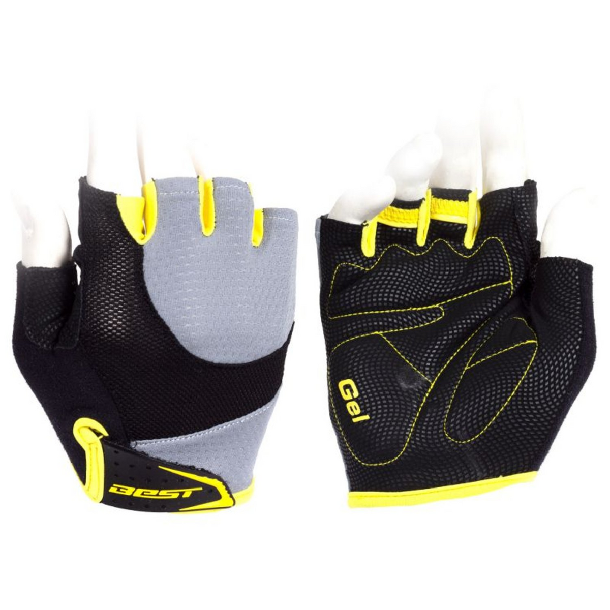 Guantes Cortos Best Gel T/M Gris/Amarillo