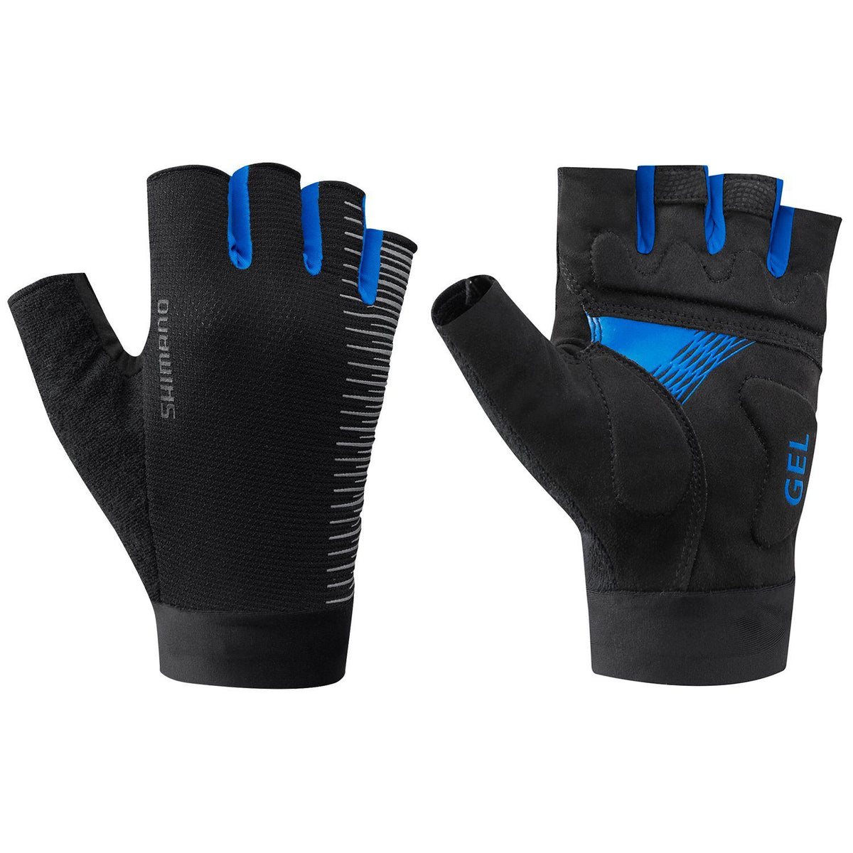 Guantes Cortos Shimano Gel Rayas - Negro Azul, L